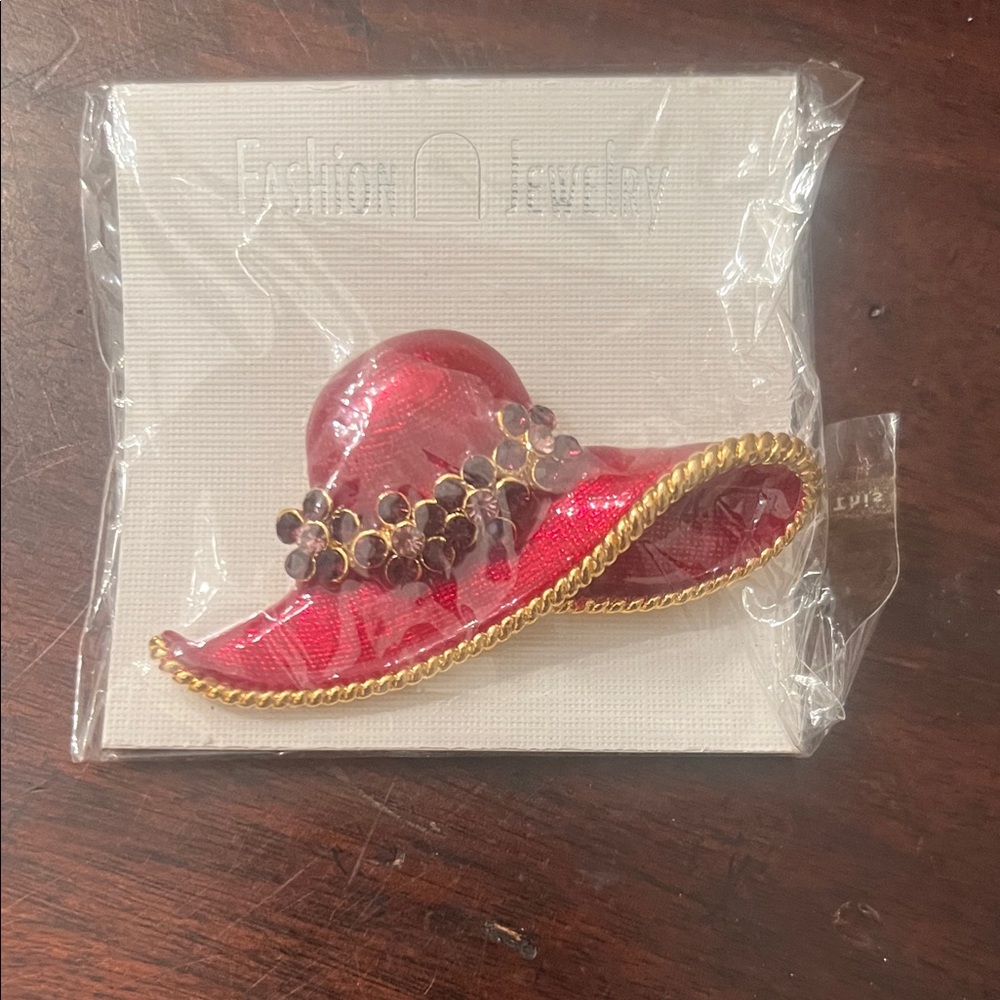 Vintage Red Hat Society Trio, Ruby Red Rhinestone